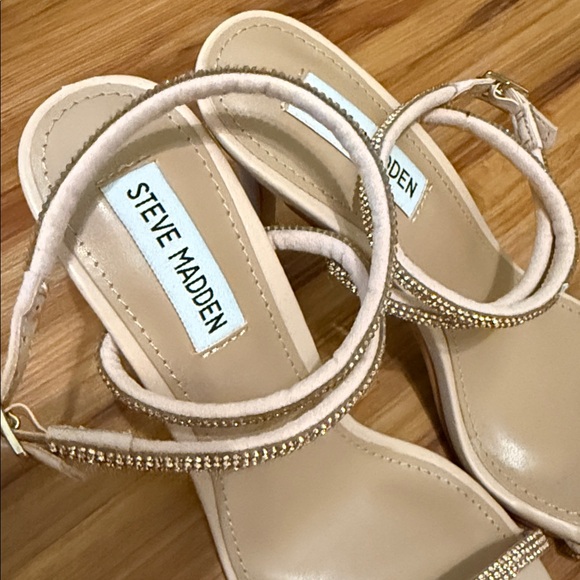 Steve Madden Nude with rose gold bedazzles Strappy Heels - Picture 6 of 16